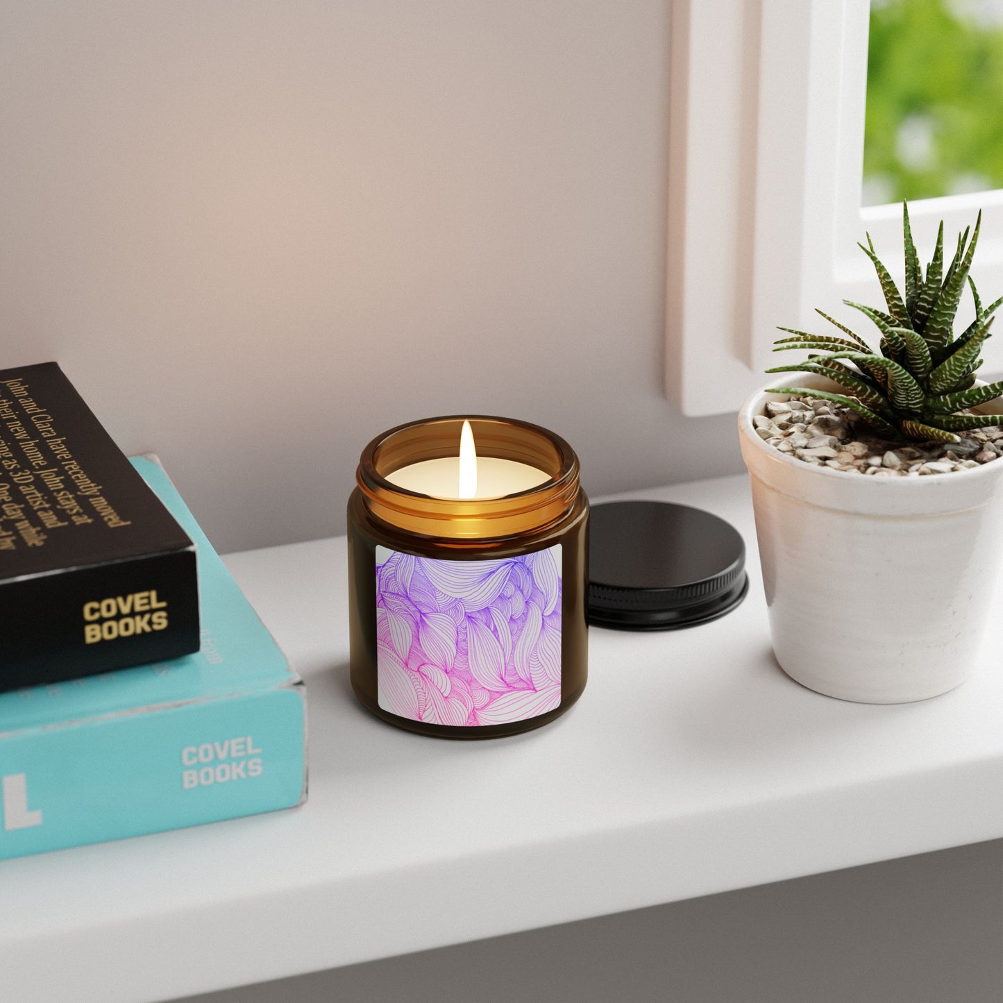 Illuminating Aromatic Floral Soy Candle in Amber Jar - Multi-Size Relaxation Spa Gift