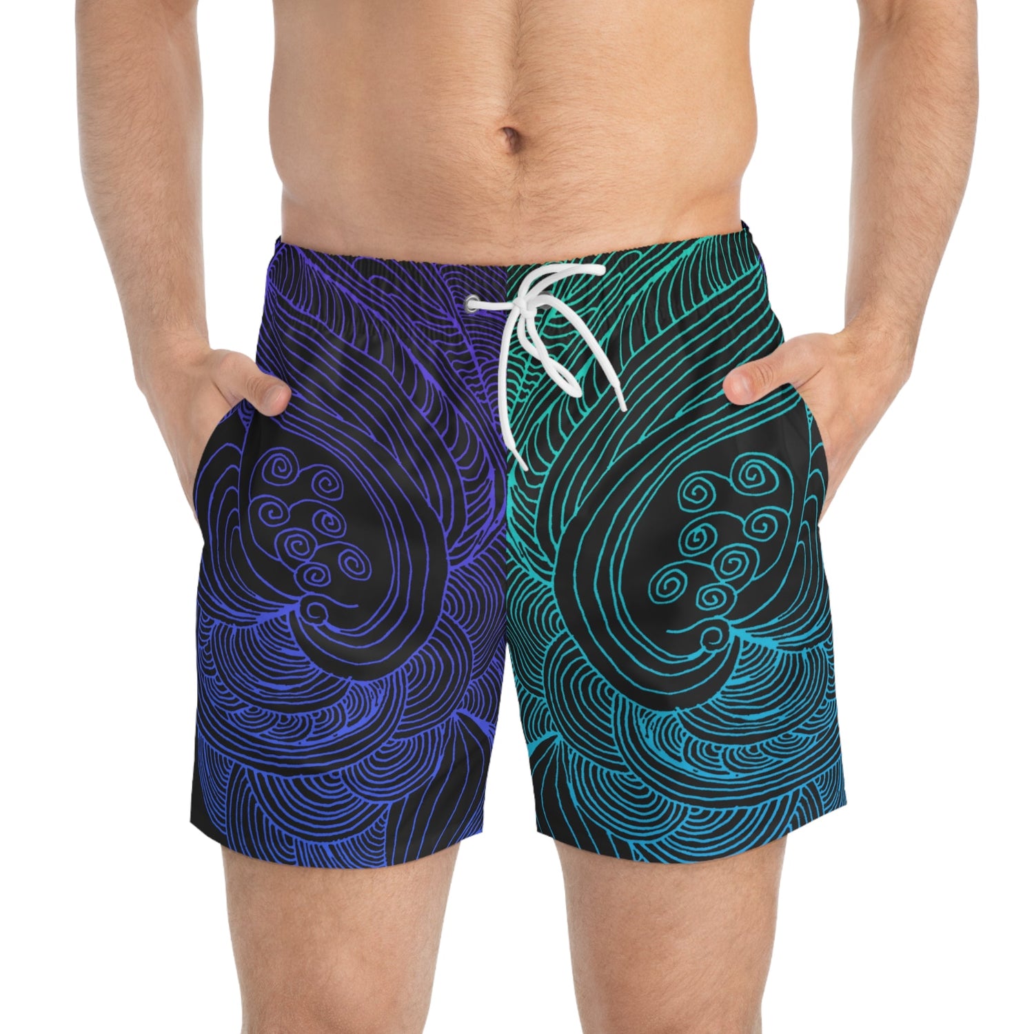 Karuna Creates men's swim trunks