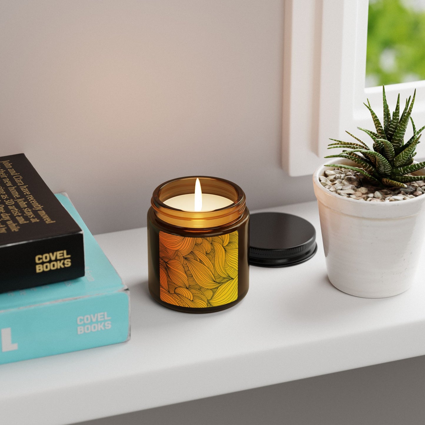 Illuminating Aromatic Floral Soy Candle in Amber Jar - Multi-Size Relaxation Spa Gift