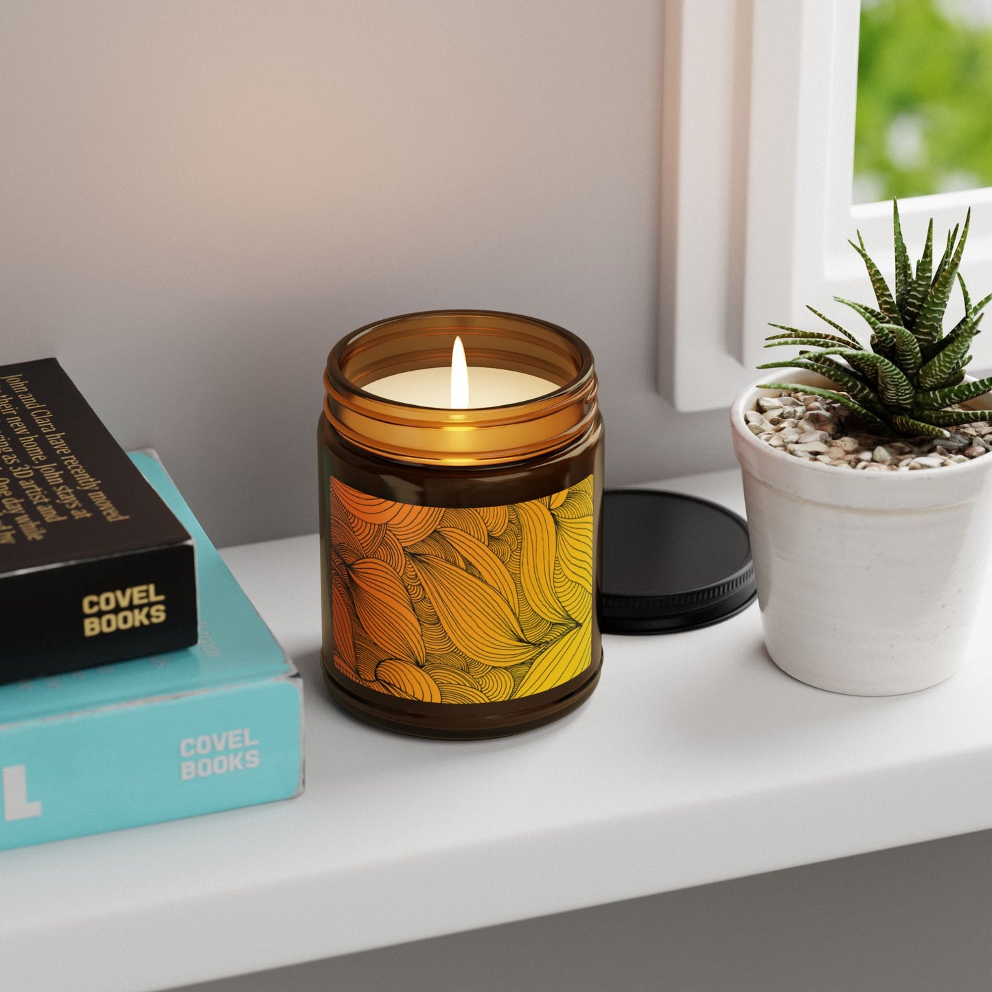 Illuminating Aromatic Floral Soy Candle in Amber Jar - Multi-Size Relaxation Spa Gift