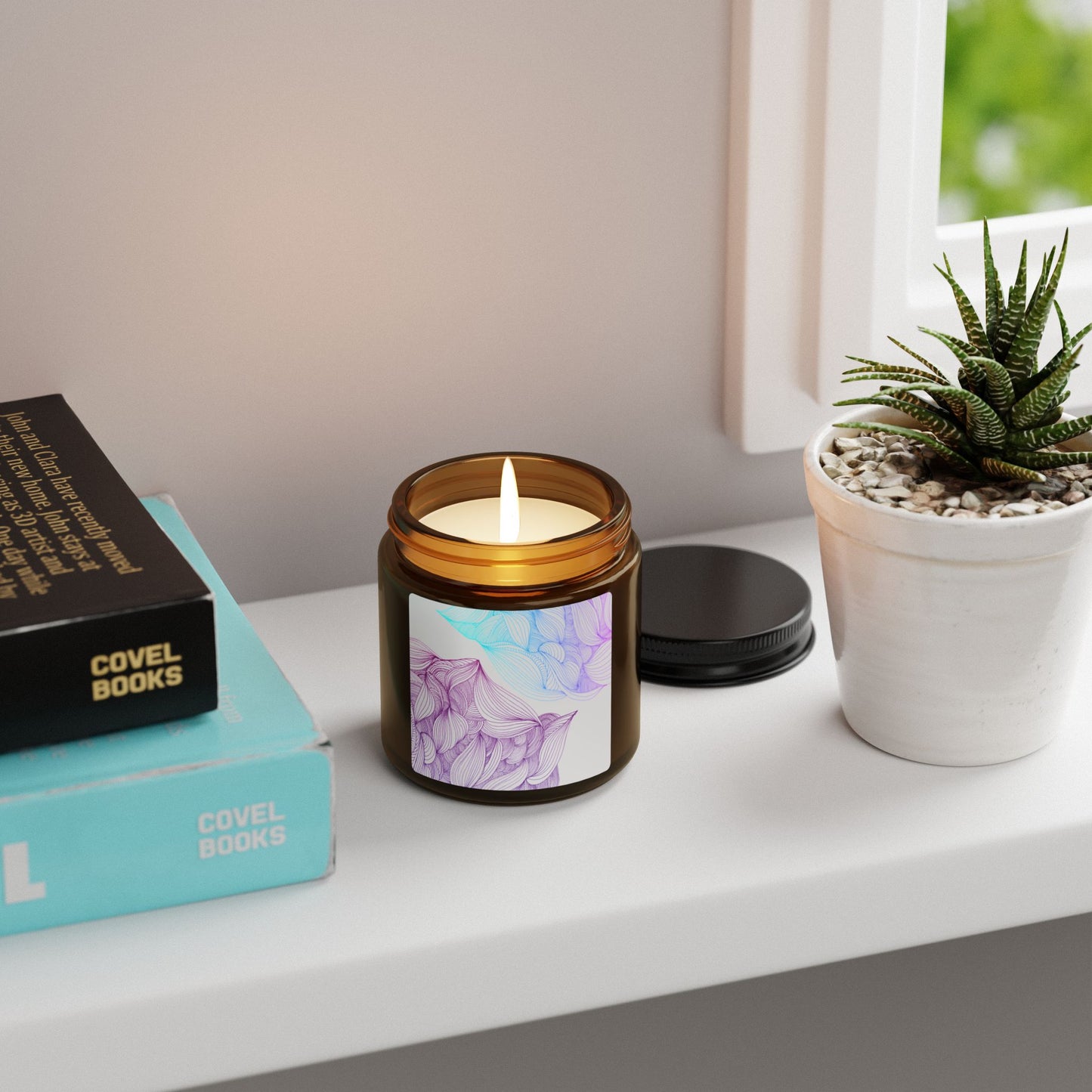 Illuminating Aromatic Floral Soy Candle in Amber Jar - Multi-Size Relaxation Spa Gift